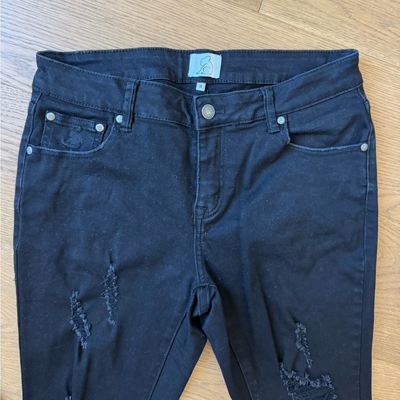 Kuwalla-Tee Destroyed Denim Skinny Jean - Jet Black - Size M (32 x 30) - EYC - Picture 2 of 10